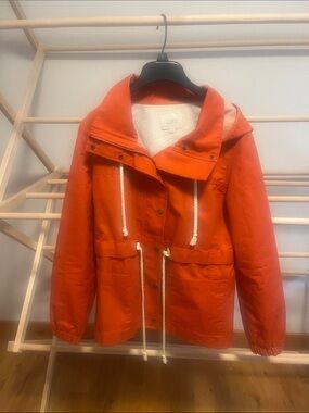 LOFT Orange Hooded Utility Anorak Jacket